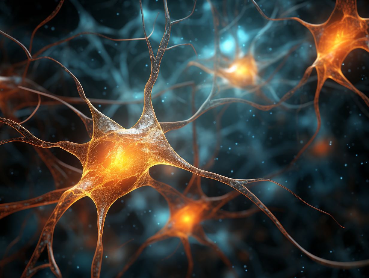 Illustration of neural cells in the human brain